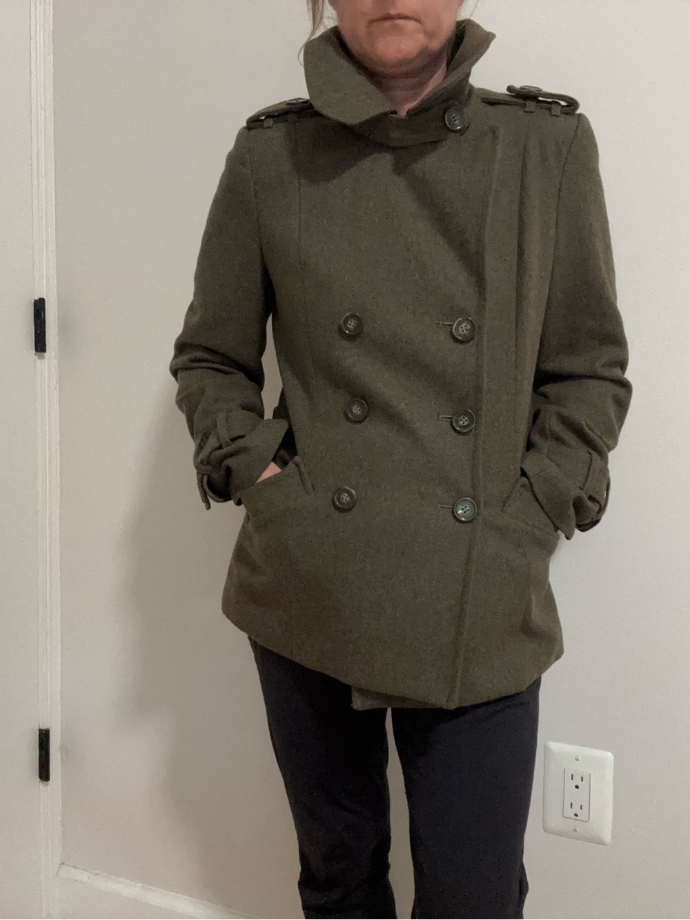 Sportgirl Australia Olive Green Double-Breasted Pea Coat